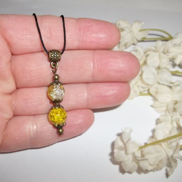 Boho Necklace Set Yellow Bronze Handmade Unique Funky Ombre Style Gift NWT 5281 - Picture 6 of 10